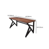 Simple Brown Wood Rectangle Metal Trestle Writing Desk Image - 14