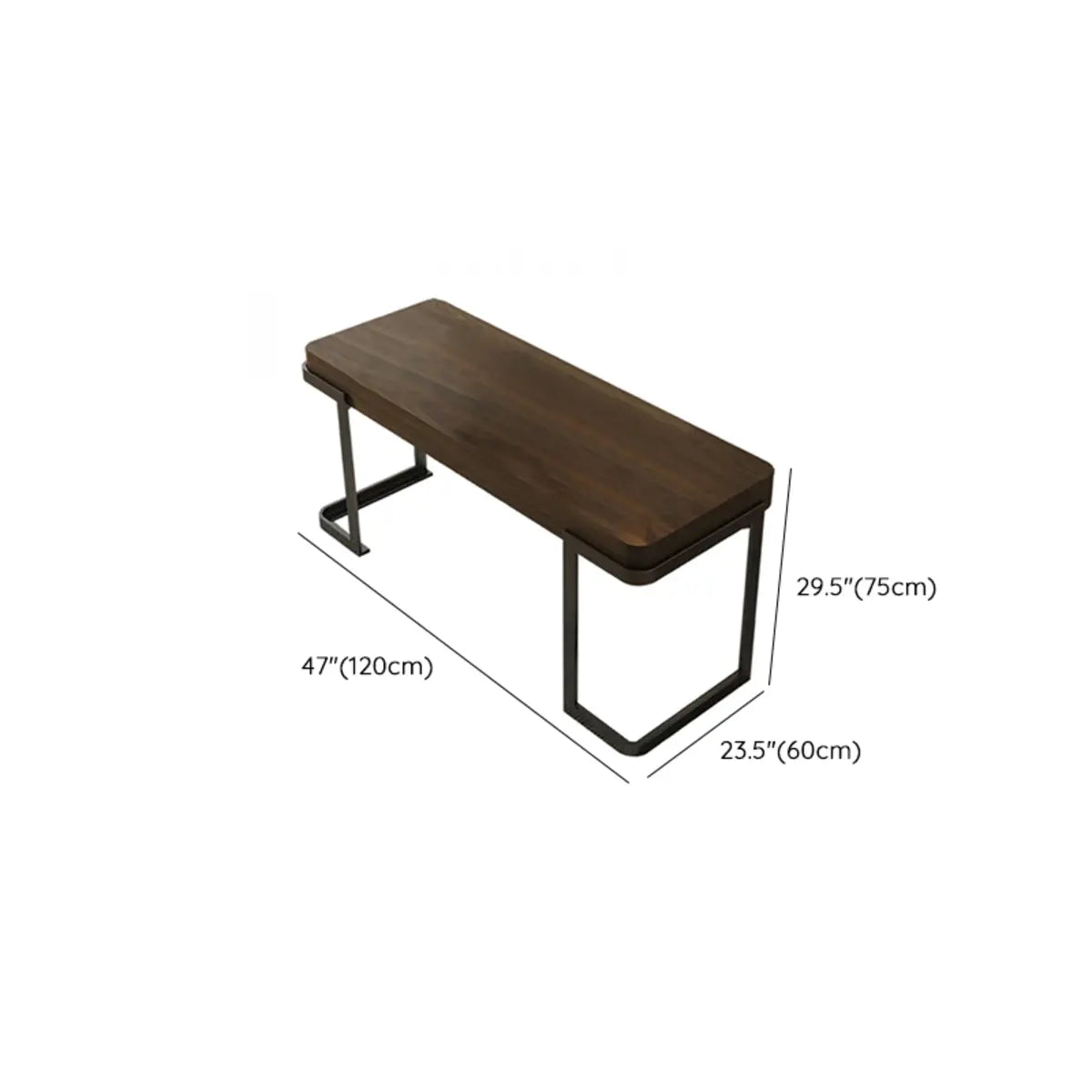 Simple Brown Wood Rectangle Standard Sled Computer Desk 