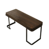 Simple Brown Wood Rectangle Standard Sled Computer Desk Image - 2