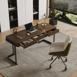 Simple Brown Wood Rectangle Standard Sled Computer Desk Image - 3