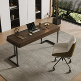 Simple Brown Wood Rectangle Standard Sled Computer Desk Image - 4