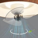 Simple Brown Wood Round Flush Ceiling Fan with Light Image - 4