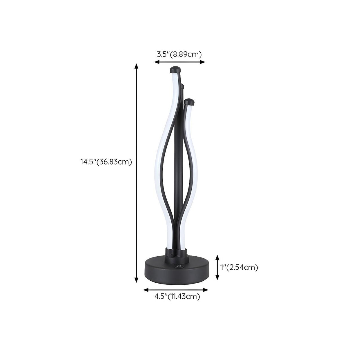 Simple Chic Bedroom Black LED Strip Metal Table Lamp 