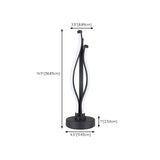 Simple Chic Bedroom Black LED Strip Metal Table Lamp #size