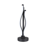 Simple Chic Bedroom Black LED Strip Metal Table Lamp Image - 5