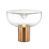 Simple Chic Bowl Glass Column Brass Base Table Lamp Image - 10