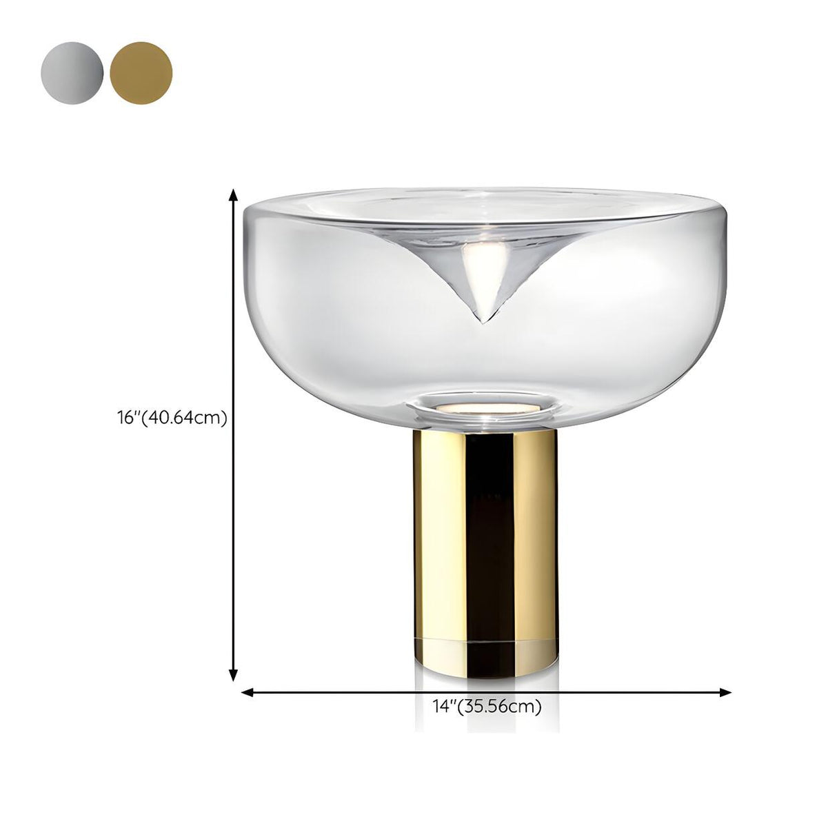 Simple Chic Bowl Glass Column Brass Base Table Lamp 