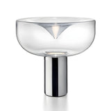 Simple Chic Bowl Glass Column Brass Base Table Lamp Image - 5