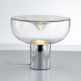 Simple Chic Bowl Glass Column Brass Base Table Lamp Image - 6