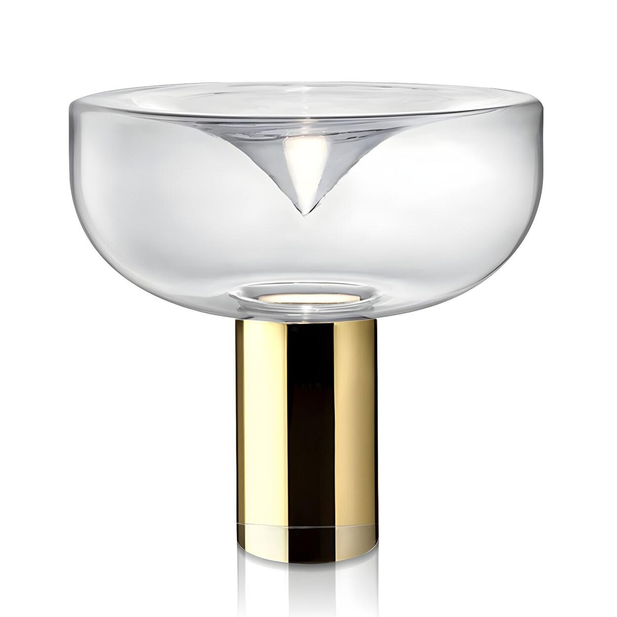 Simple Chic Bowl Glass Column Brass Base Table Lamp Image - 8