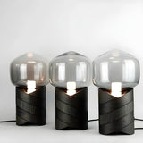 Simple Chic Gray Resin Base Glass Shade Table Lamp Image - 11