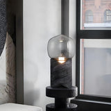 Simple Chic Gray Resin Base Glass Shade Table Lamp Image - 4