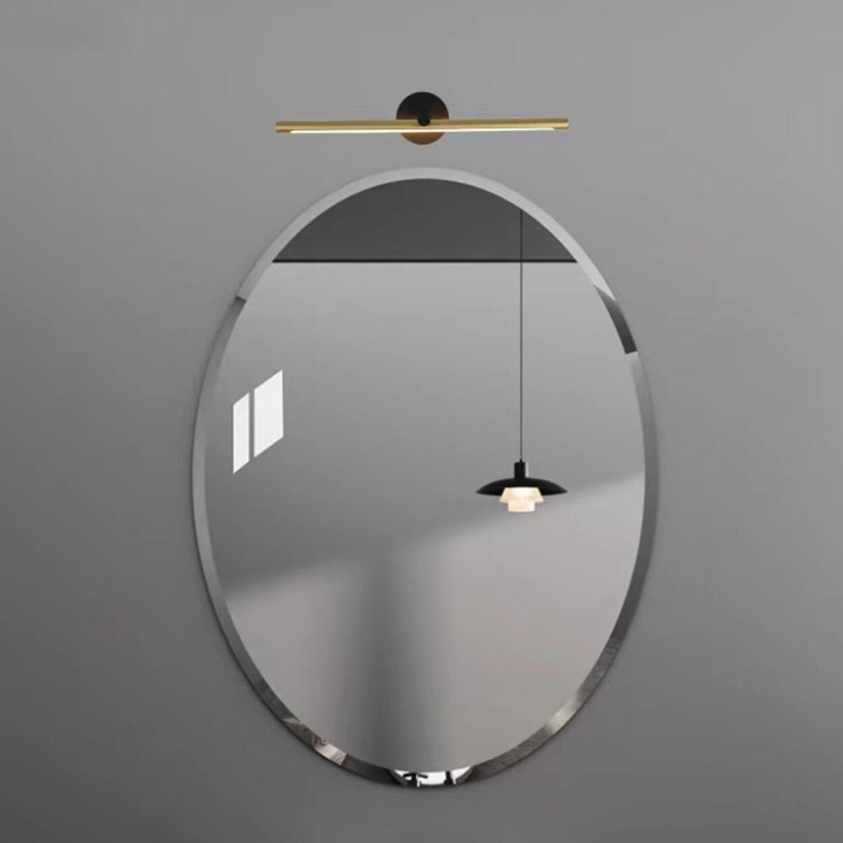 Simple Circular Backplate Gold Linear Vanity Light Image - 1