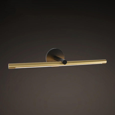 Simple Circular Backplate Gold Linear Vanity Light Image - 2