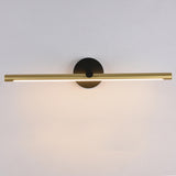 Simple Circular Backplate Gold Linear Vanity Light Image - 7