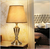 Simple Classic Fabric Lampshade Modern Brass Table Lamp Image - 1