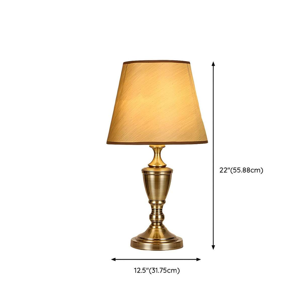 Simple Classic Fabric Lampshade Modern Brass Table Lamp 