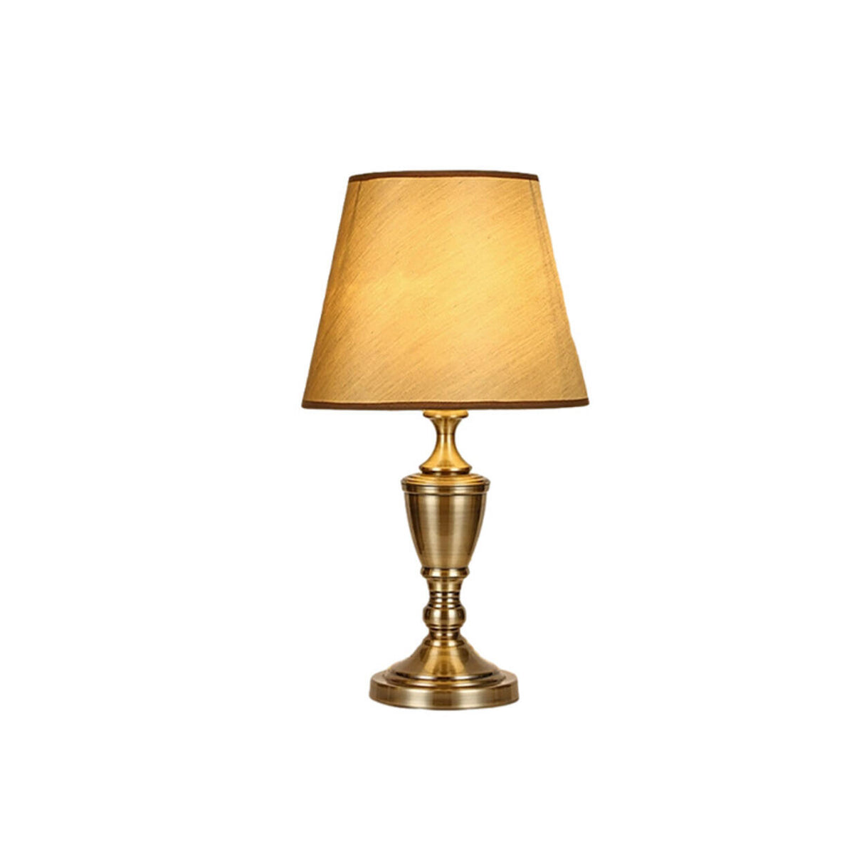 Simple Classic Fabric Lampshade Modern Brass Table Lamp Image - 5