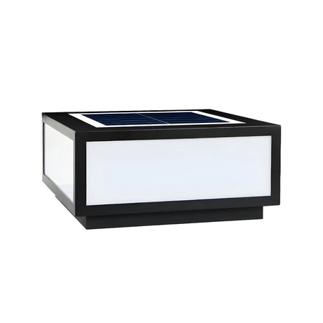 Simple Classic Solar Cube Outdoor Table Lamp Black Image - 2