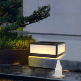 Simple Classic Solar Cube Outdoor Table Lamp Black Image - 6