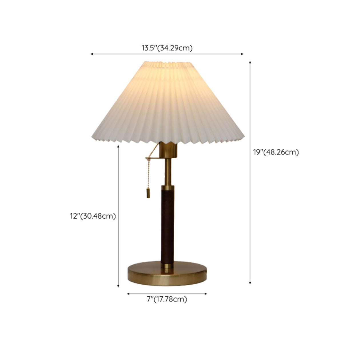 Simple Classic Umbrella-Shaped Brass Base Table Lamp 