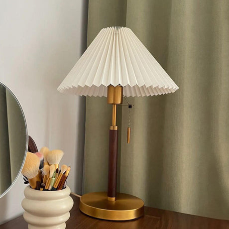 Simple Classic Umbrella-Shaped Brass Base Table Lamp Image - 2