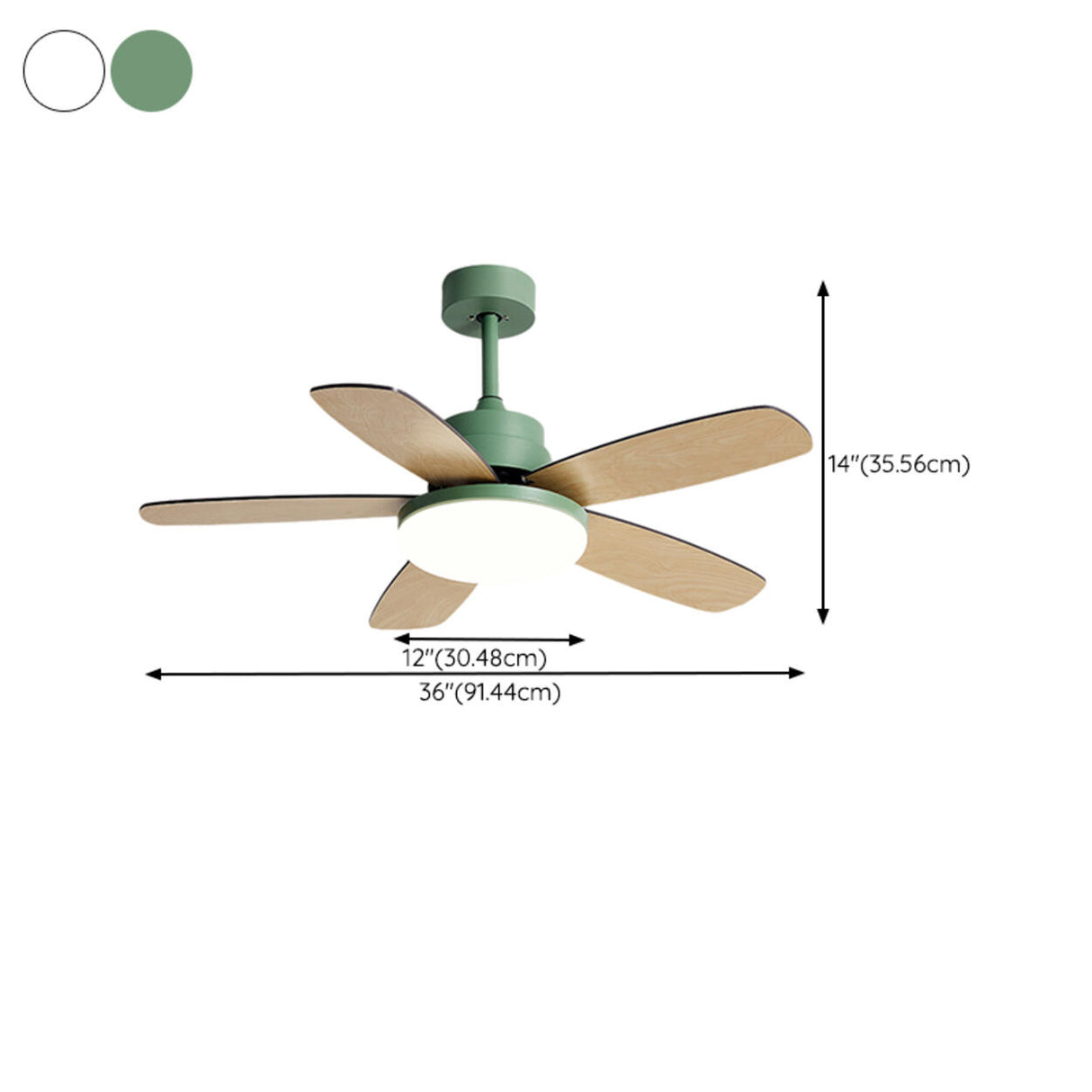 Simple Classic Wooden 5 Blade Ceiling Fan with Light 