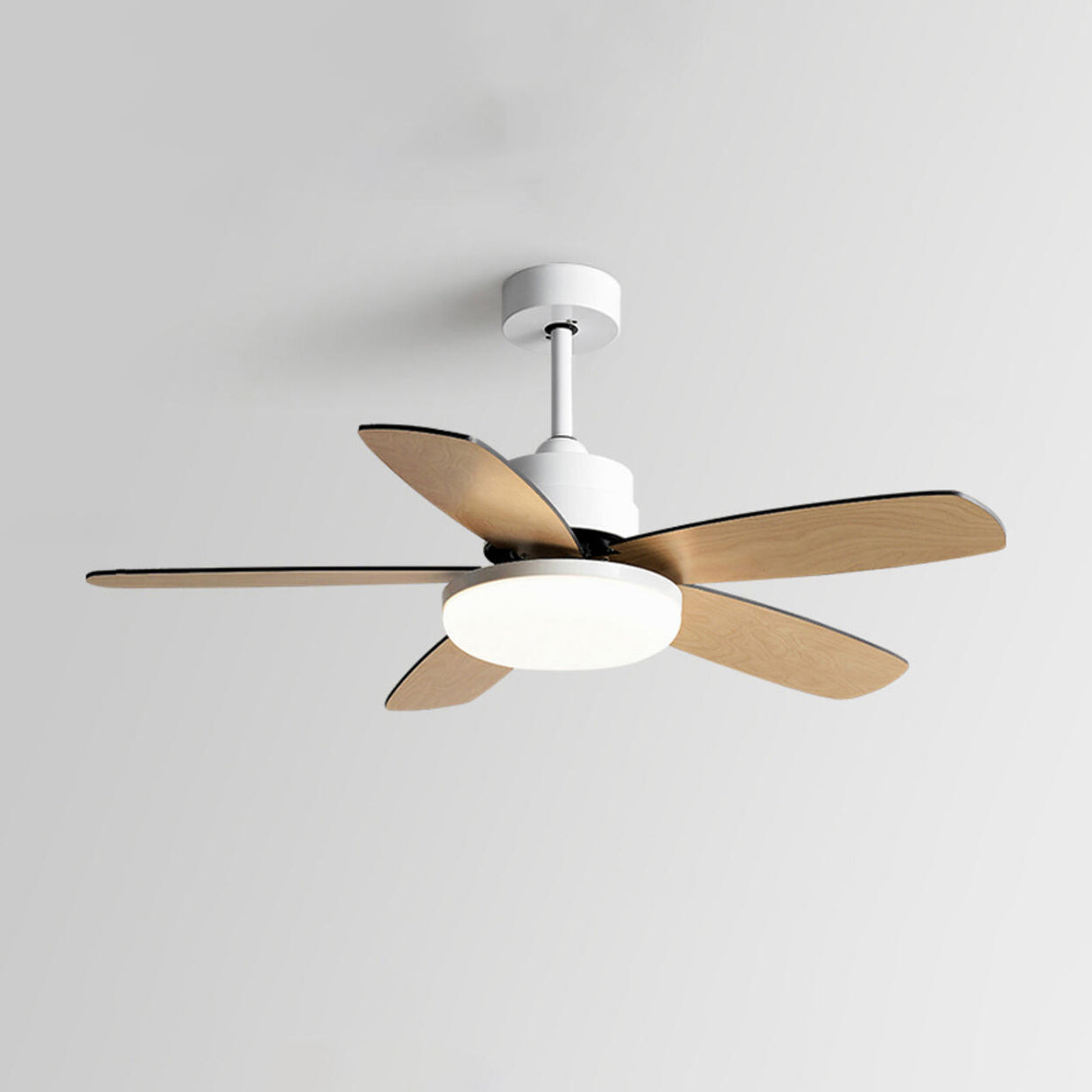 Simple Classic Wooden 5 Blade Ceiling Fan with Light Image - 6