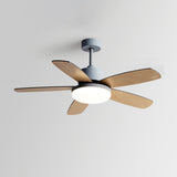 Simple Classic Wooden 5 Blade Ceiling Fan with Light Image - 8