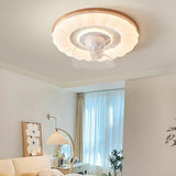 Simple Clear 3 Blade Round Cloud Ceiling Fan With Light Image - 1