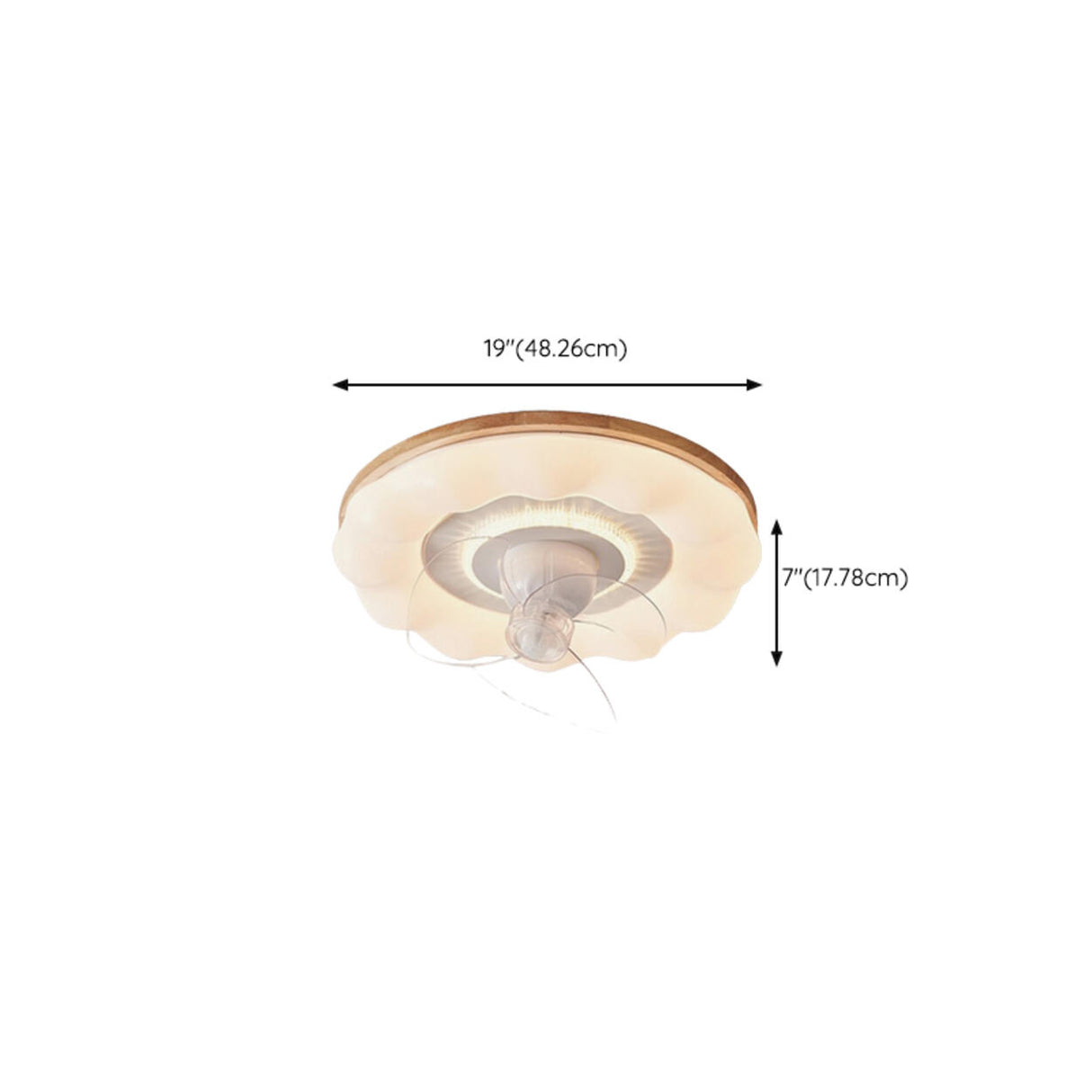 Simple Clear 3 Blade Round Cloud Ceiling Fan With Light 