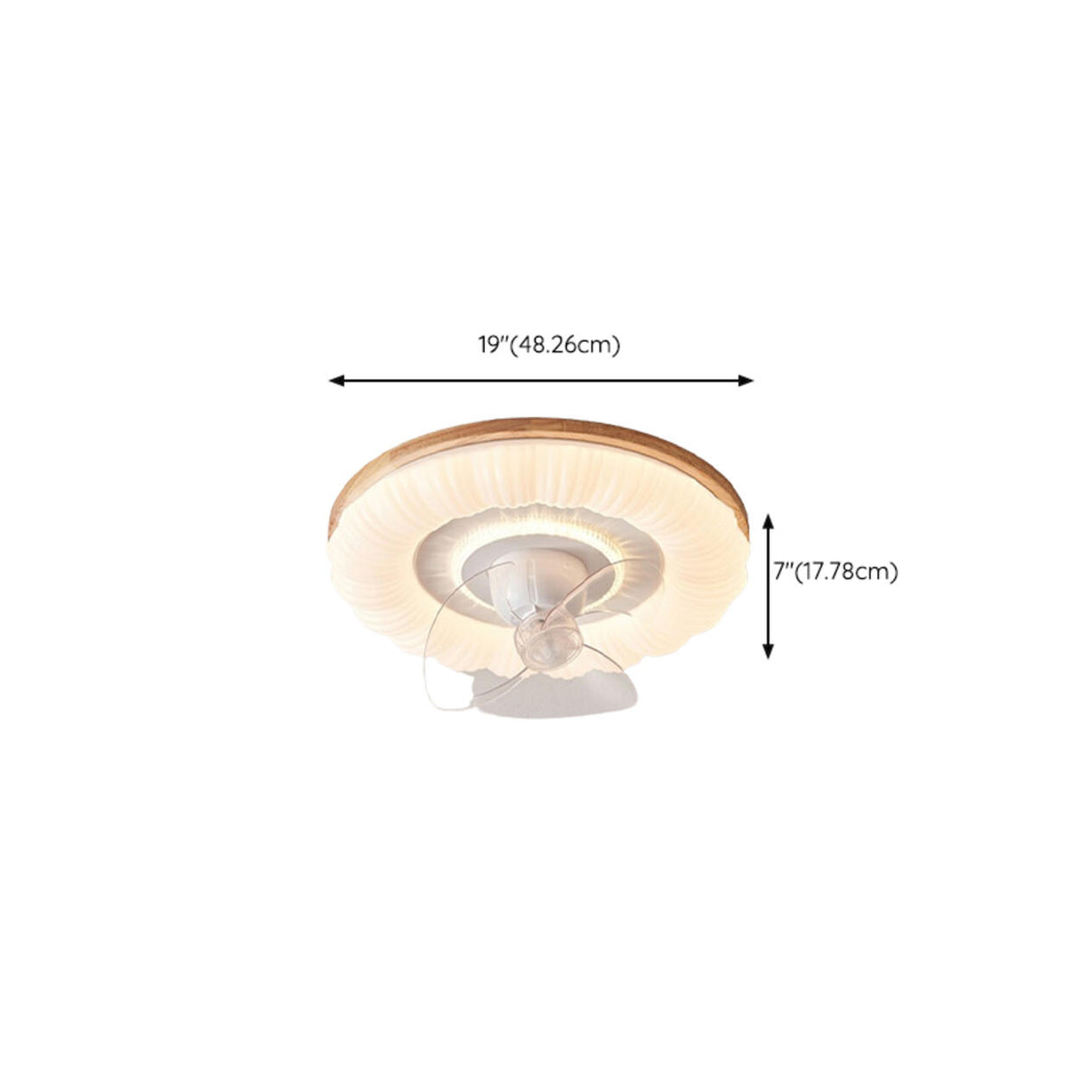 Simple Clear 3 Blade Round Cloud Ceiling Fan With Light Image - 14