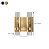 Simple Clear Glass Cylinder Shade Gold Wall Sconce Image - 19