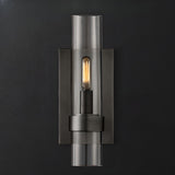 Simple Clear Glass Cylinder Shade Gold Wall Sconce Image - 3