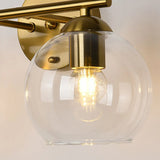 Simple Clear Glass Gold Double Globe Vanity Light Image - 11