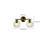 Simple Clear Glass Gold Double Globe Vanity Light #size