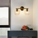 Simple Clear Glass Gold Double Globe Vanity Light Image - 4