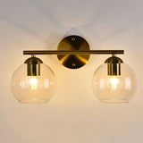 Simple Clear Glass Gold Double Globe Vanity Light Image - 6