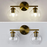 Simple Clear Glass Gold Double Globe Vanity Light Image - 7