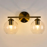 Simple Clear Glass Gold Double Globe Vanity Light Image - 6