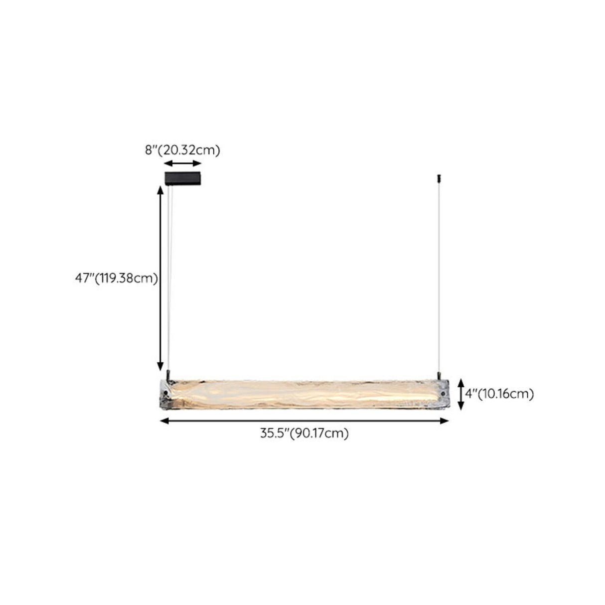 Simple Clear Glass Rectangular Adjustable Island Light 