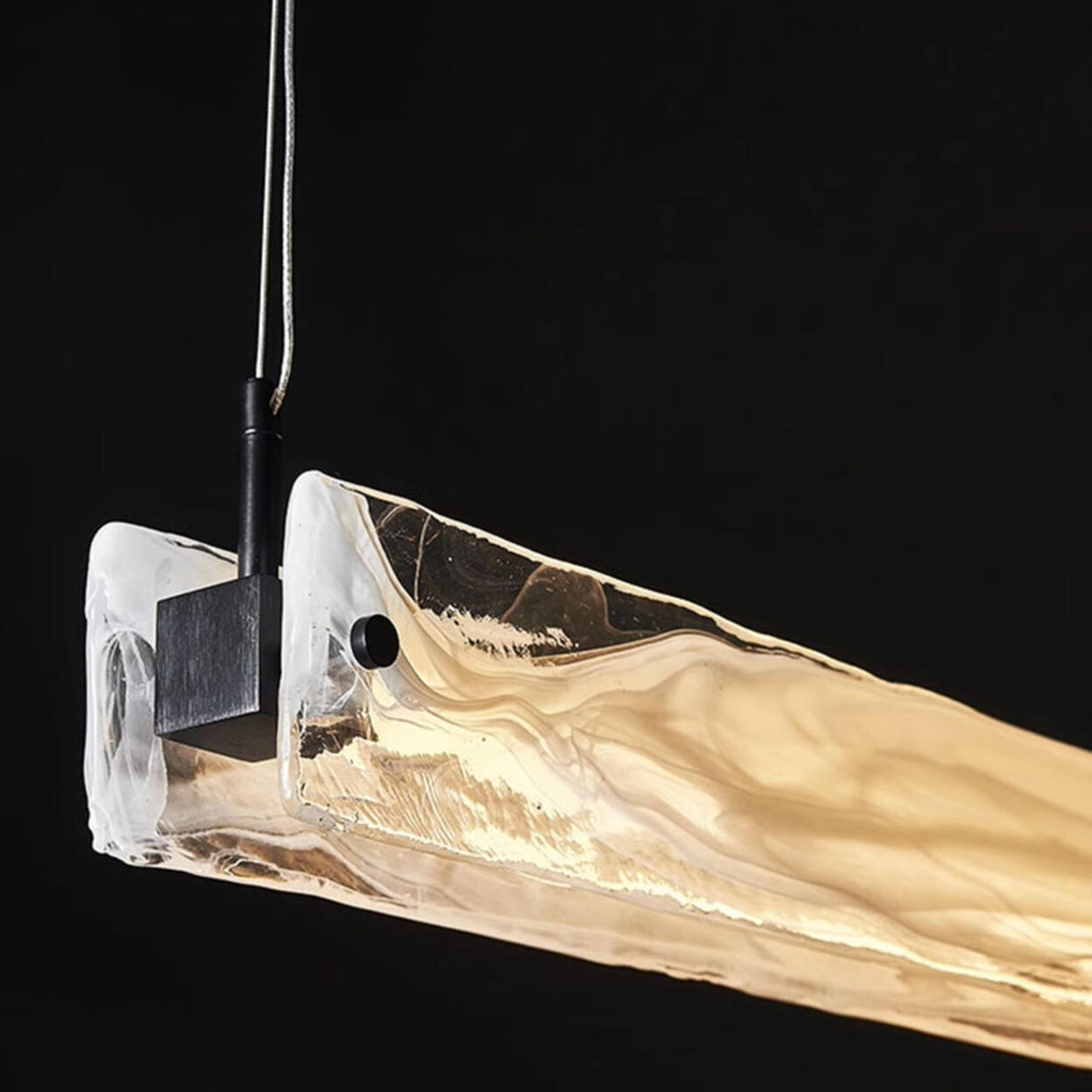 Simple Clear Glass Rectangular Adjustable Island Light Image - 8