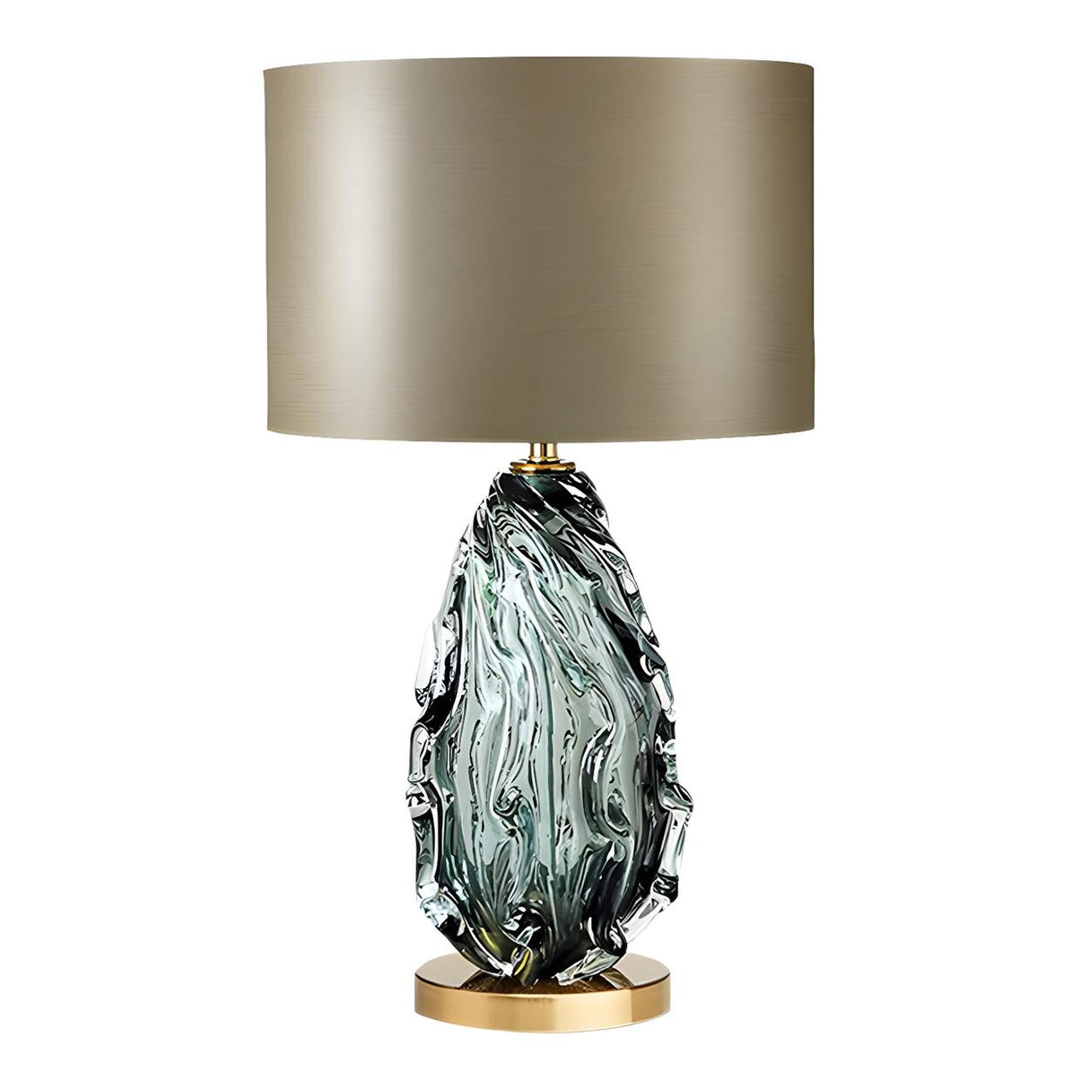 Simple Column Shade Artistic Glass Base Table Lamp Image - 2