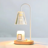 Simple Cone Crystal Shade Wood Base Candle Table Lamp Image - 12