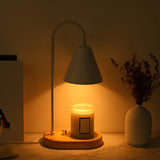 Simple Cone Crystal Shade Wood Base Candle Table Lamp Image - 17