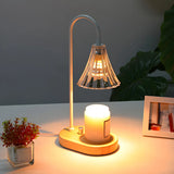 Simple Cone Crystal Shade Wood Base Candle Table Lamp Image - 18