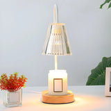 Simple Cone Crystal Shade Wood Base Candle Table Lamp Image - 21