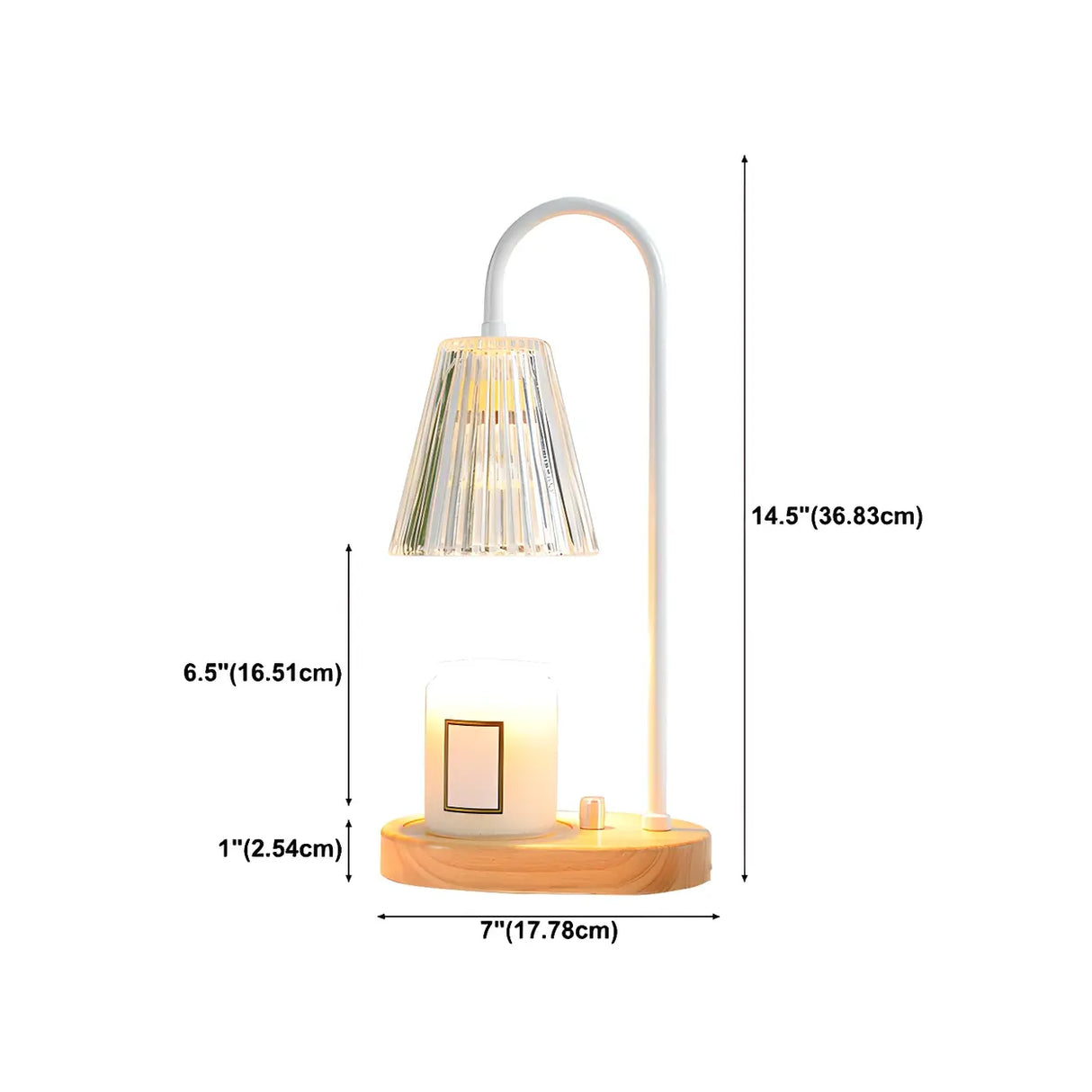 Simple Cone Crystal Shade Wood Base Candle Table Lamp Image - 24