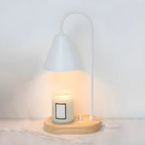 Simple Cone Crystal Shade Wood Base Candle Table Lamp Image - 3