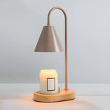 Simple Cone Crystal Shade Wood Base Candle Table Lamp Image - 5